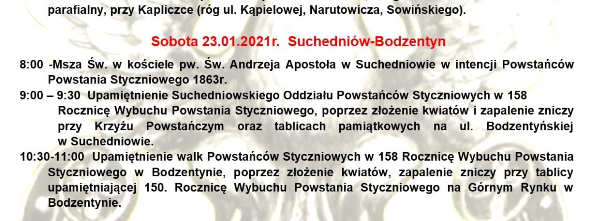 Centralne Obchody 158. Rocznicy Wybuchu Powstania Styczniowego - zaproszenie