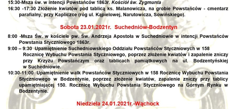 Centralne Obchody 158. Rocznicy Wybuchu Powstania Styczniowego - zaproszenie