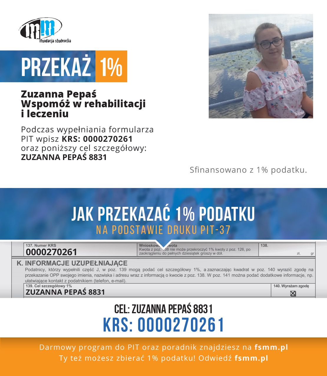 Przekaż 1% podatku dla Zuzanny Pepaś