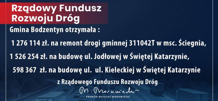 Blisko 3,5 miliona złotych na remont i budowę dróg dla Gminy Bodzentyn