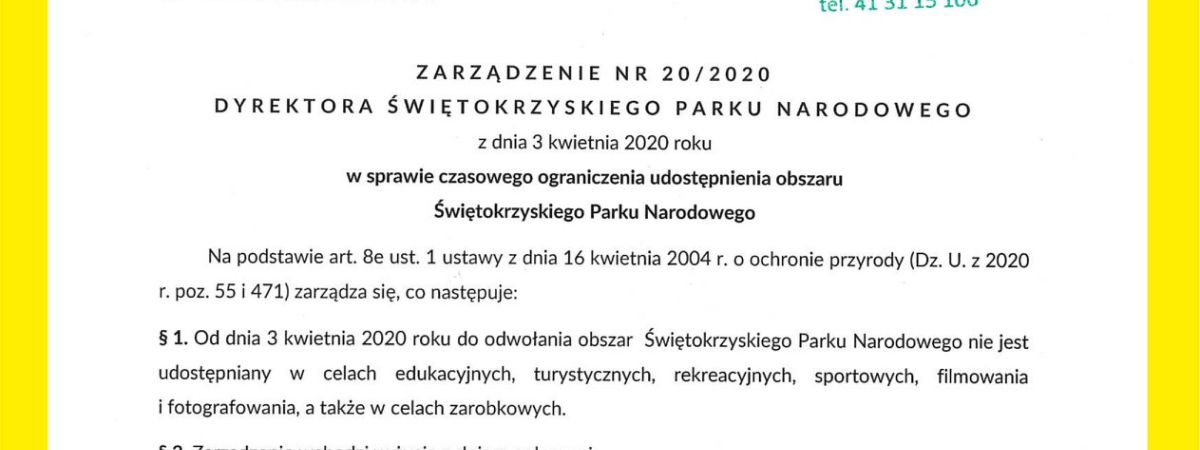 Świętokrzyski Park Narodowy zamknięty dla turystów