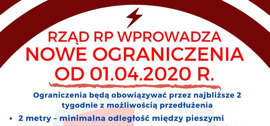 Od 1 kwietnia kolejne obostrzenia w związku z koronawirusem