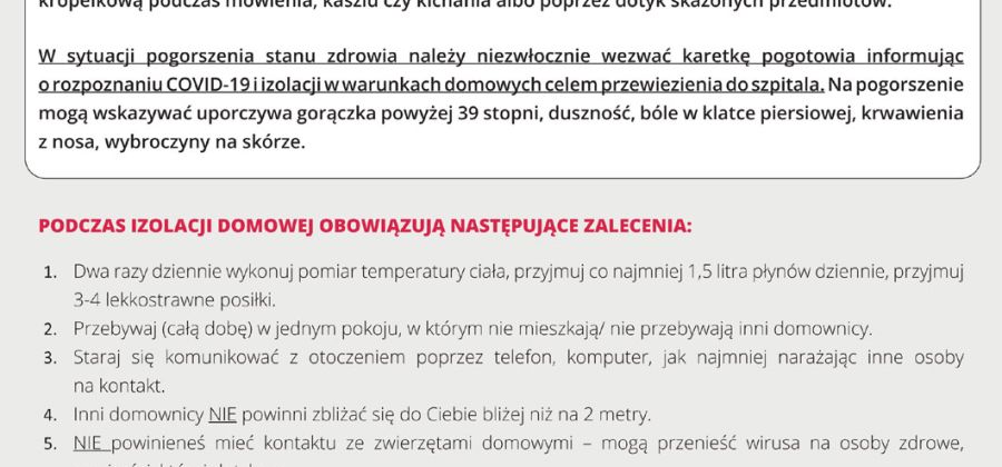 Szczegółowe zalecenia dla osób z dodatnim wynikiem na koronawirusa COVID-19