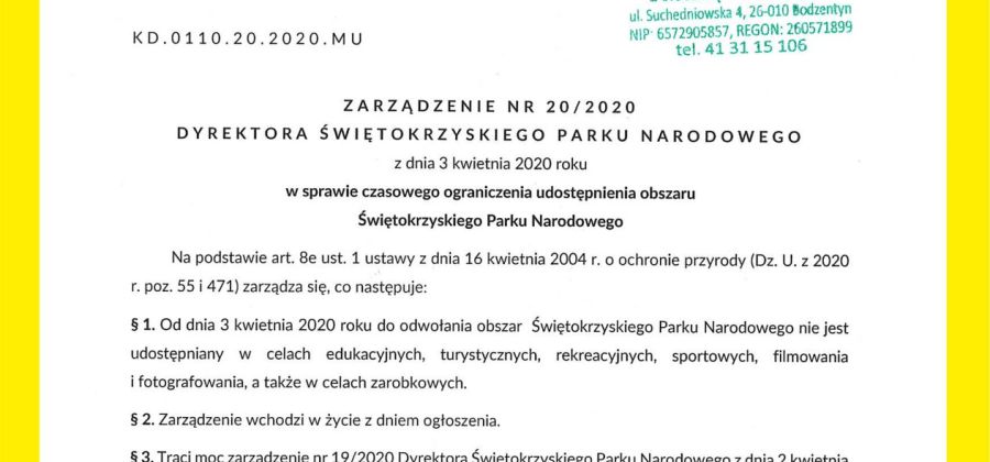 Świętokrzyski Park Narodowy zamknięty dla turystów