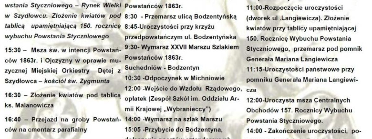 Centralne Obchody 157. Rocznicy Wybuchu Powstania Styczniowego