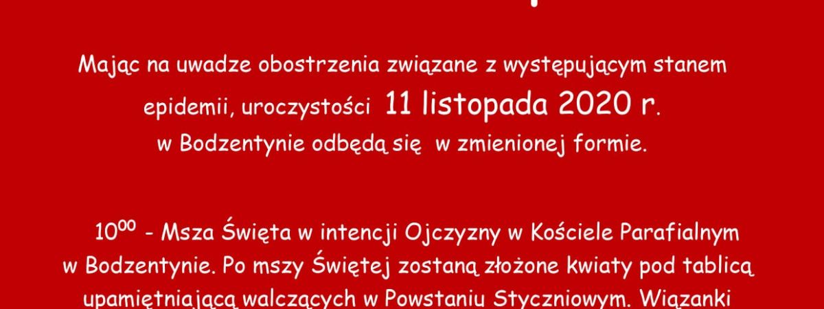 Obchody Święta Niepodległości w Bodzentynie - zaproszenie