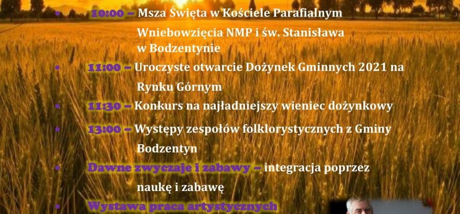 Zapraszamy na Dożynki Gminne w Bodzentynie 2021