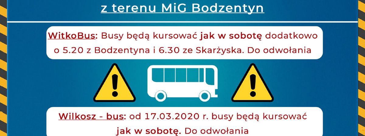 Kursy busów Bodzentyn koronawirus