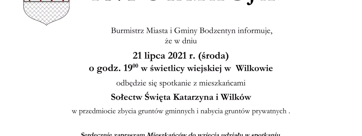 Spotkanie z mieszkańcami Św. Katarzyny i Wilkowa w sprawie skupu i nabycia działek