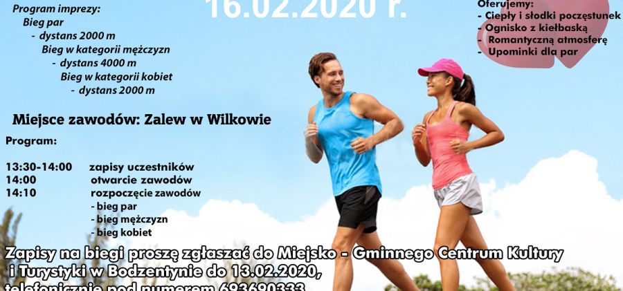 Bieg Walentynkowy nad zalewem w Wilkowie