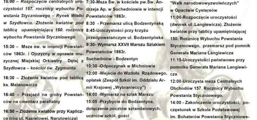 Centralne Obchody 157. Rocznicy Wybuchu Powstania Styczniowego