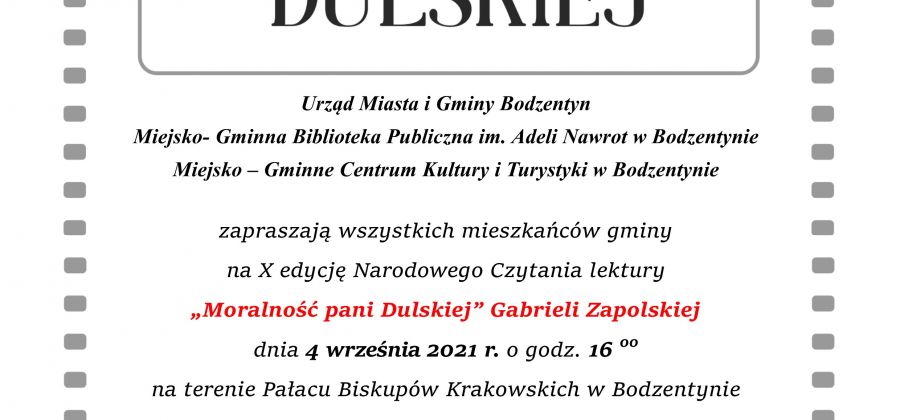 Narodowe Czytanie 2021 już 4 września na placu przy ruinach Pałacu Biskupów Krakowskich w Bodzentynie