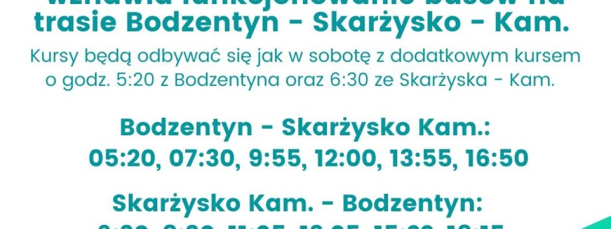 Firma Witkobus wznawia część kursów na trasie Bodzentyn - Skarżysko - Kam.