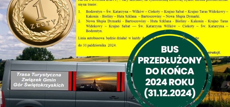 Bus za 1 zł wokół Gór Świętokrzyskich przedłużony do końca 2024 roku!