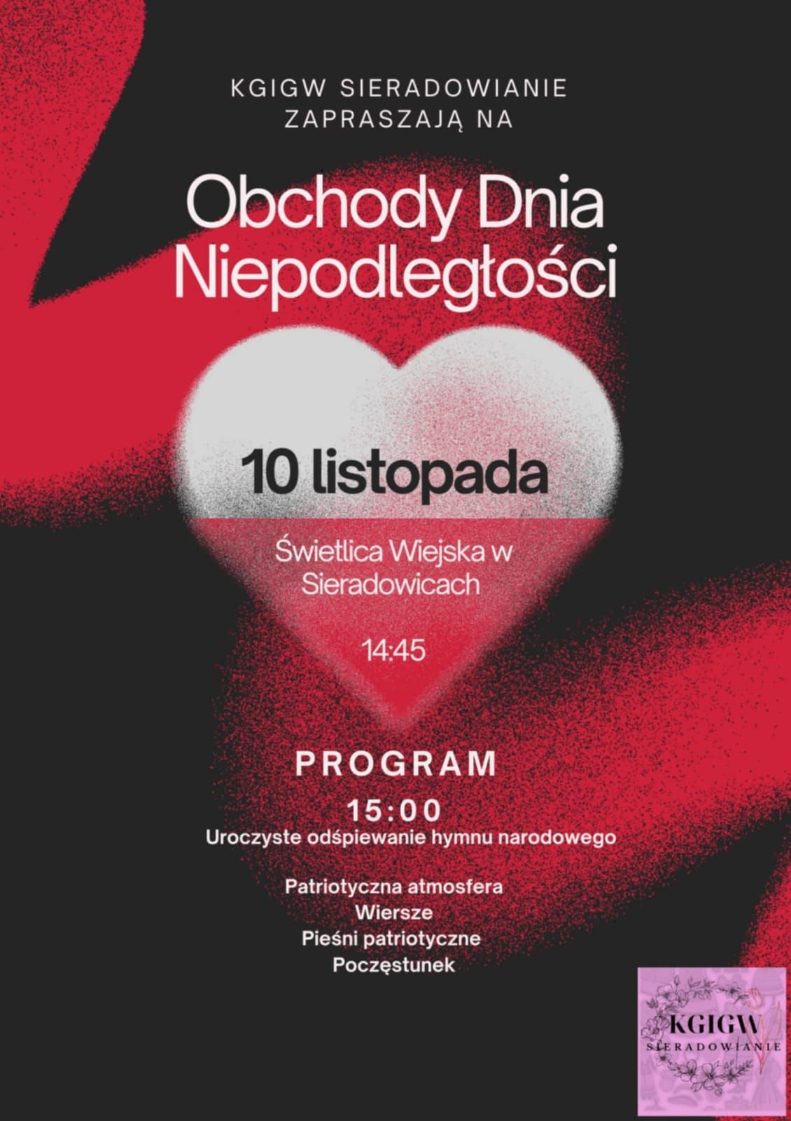 Zapraszamy na Obchody Święta Niepodległości w Sieradowicach