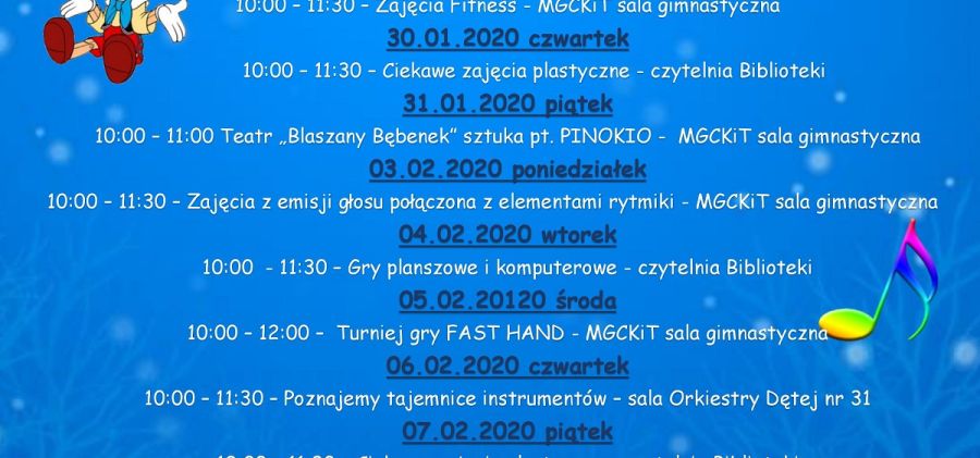 Ferie Zimowe 2020 w Bodzentyn