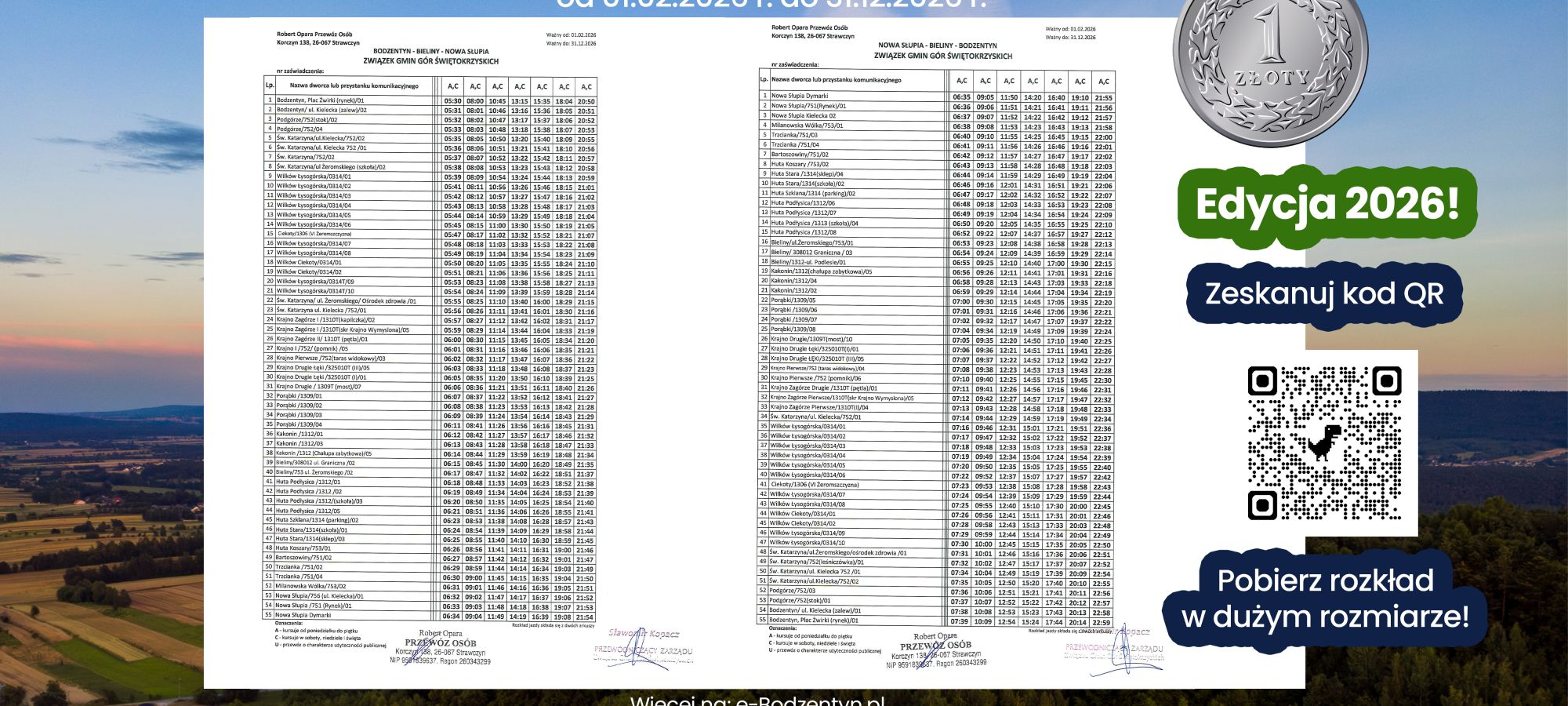 „Bus za Złotówkę” ponownie na trasie wokół Gór Świętokrzyskich w 2026 roku!