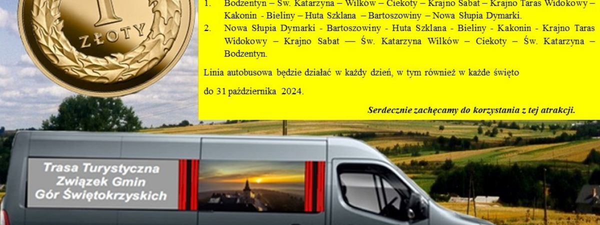 Bus 2024 na trasie Bodzentyn - Bieliny - Nowa Słupia ponownie połączy największe atrakcje Gór Świętokrzyskich 