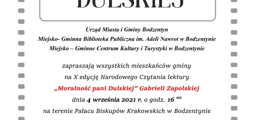 Narodowe Czytanie 2021 już 4 września na placu przy ruinach Pałacu Biskupów Krakowskich w Bodzentynie